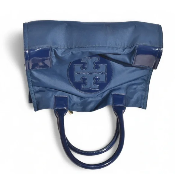 Tory Burch Mini Ella Patent Tote Bag Blue - Picture 5 of 14